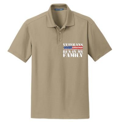 Military Veterans Run in My Family Running Dry Zone Grid Polo