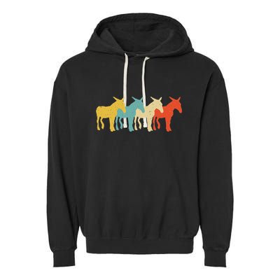 Mule Vintage Retro Donkey Horse Hybrid Lover 60s 70s Garment-Dyed Fleece Hoodie