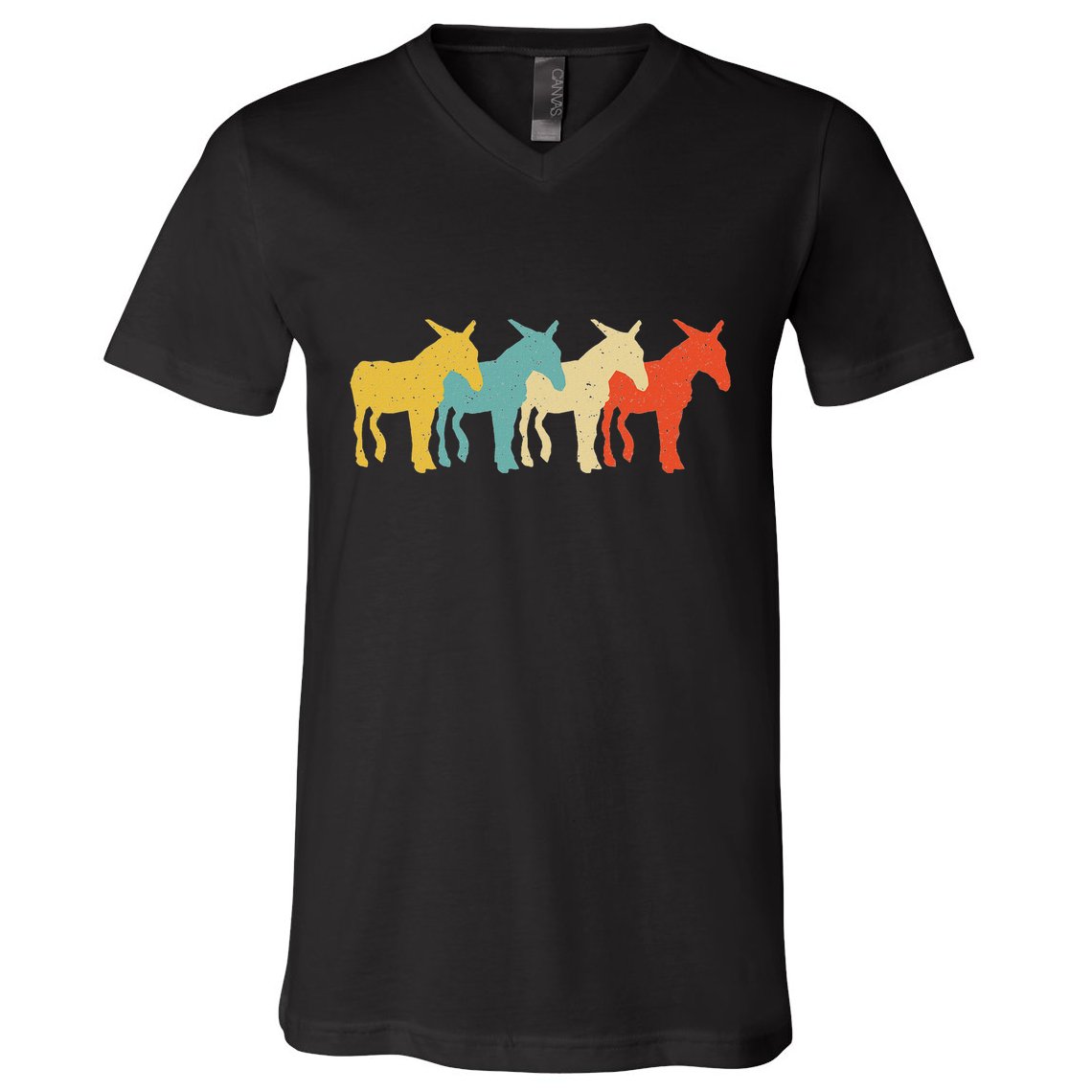 Mule Vintage Retro Donkey Horse Hybrid Lover 60s 70s V-Neck T-Shirt