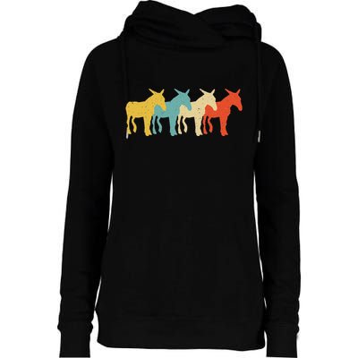 Mule Vintage Retro Donkey Horse Hybrid Lover 60s 70s Womens Funnel Neck Pullover Hood