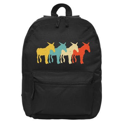 Mule Vintage Retro Donkey Horse Hybrid Lover 60s 70s 16 in Basic Backpack
