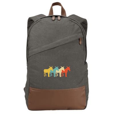 Mule Vintage Retro Donkey Horse Hybrid Lover 60s 70s Cotton Canvas Backpack