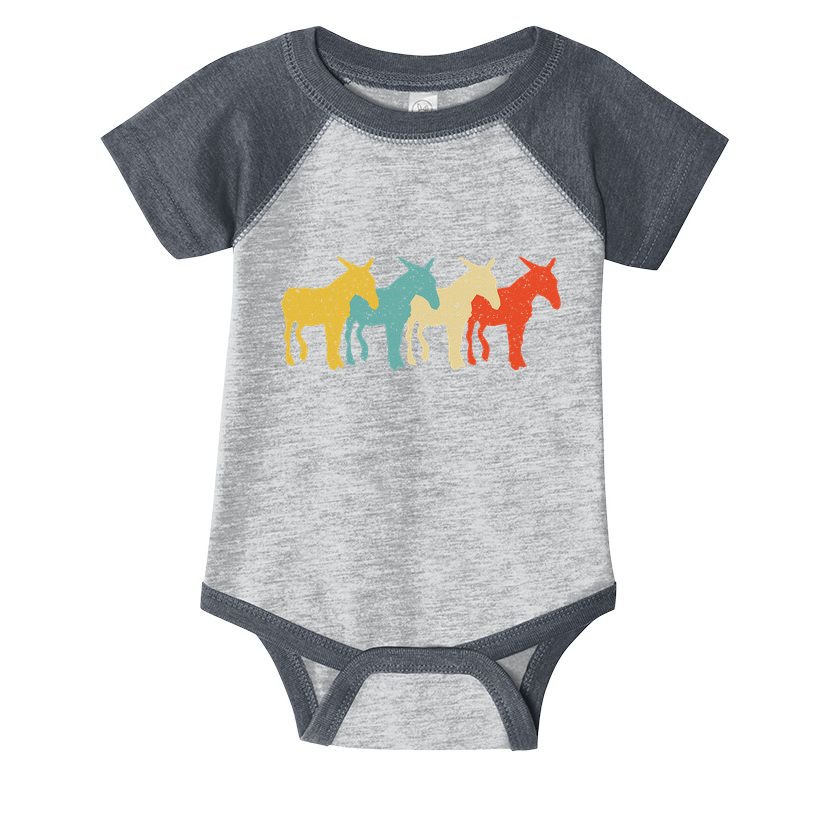 Mule Vintage Retro Donkey Horse Hybrid Lover 60s 70s Infant Baby Jersey Bodysuit