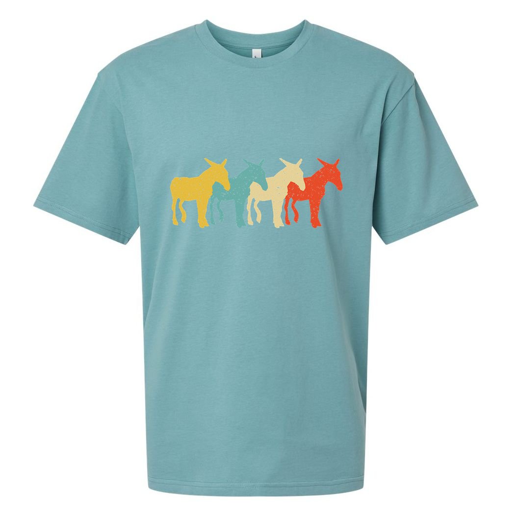 Mule Vintage Retro Donkey Horse Hybrid Lover 60s 70s Sueded Cloud Jersey T-Shirt