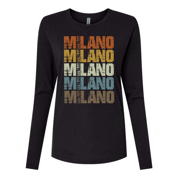 Milano Vintage Retro Souvenir Milano Milan Italy Fashion Womens Cotton Relaxed Long Sleeve T-Shirt