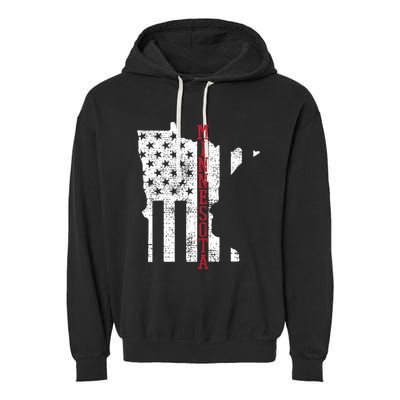 Minnesota Vintage Retro Usa Flag America Merica 4th Of July Garment-Dyed Fleece Hoodie