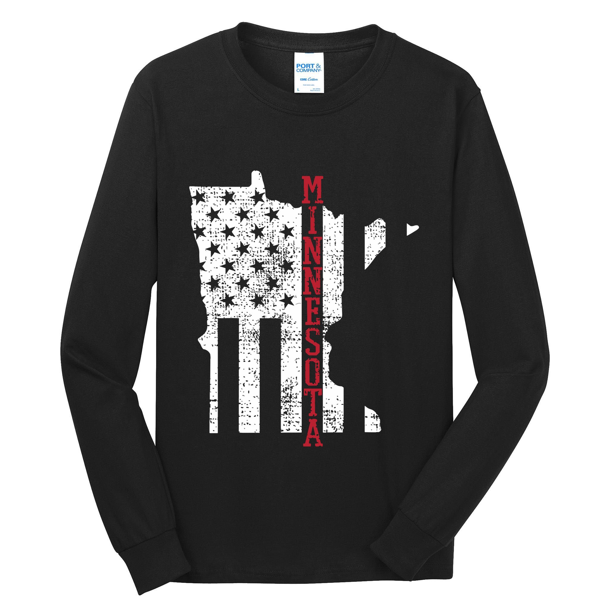 Minnesota Vintage Retro Usa Flag America Merica 4th Of July Tall Long Sleeve T-Shirt