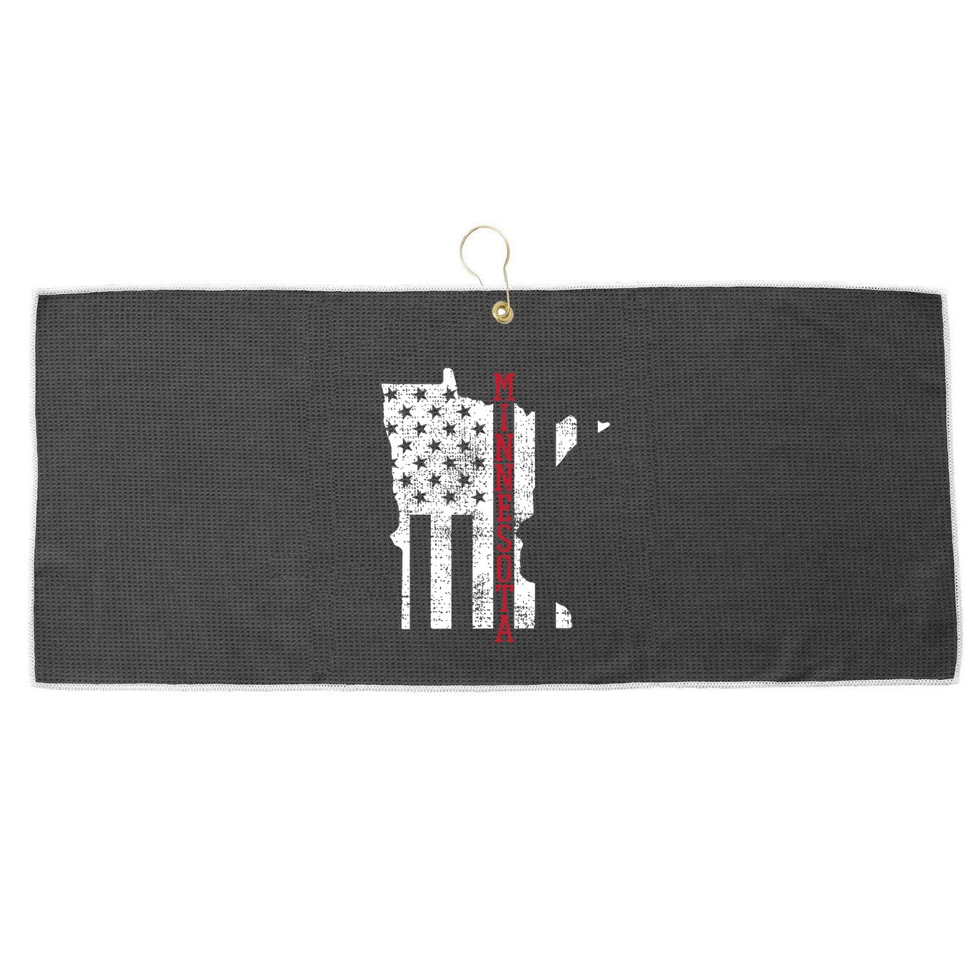 Minnesota Vintage Retro Usa Flag America Merica 4th Of July Large Microfiber Waffle Golf Towel