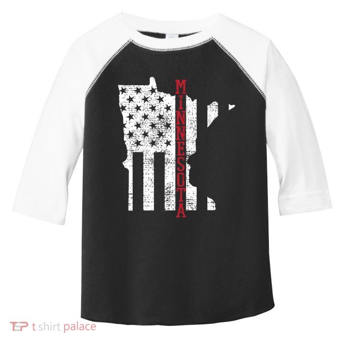 Minnesota Vintage Retro Usa Flag America Merica 4th Of July Toddler Fine Jersey T-Shirt