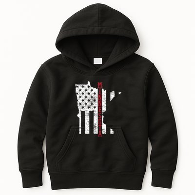 Minnesota Vintage Retro Usa Flag America Merica 4th Of July Kids Hoodie
