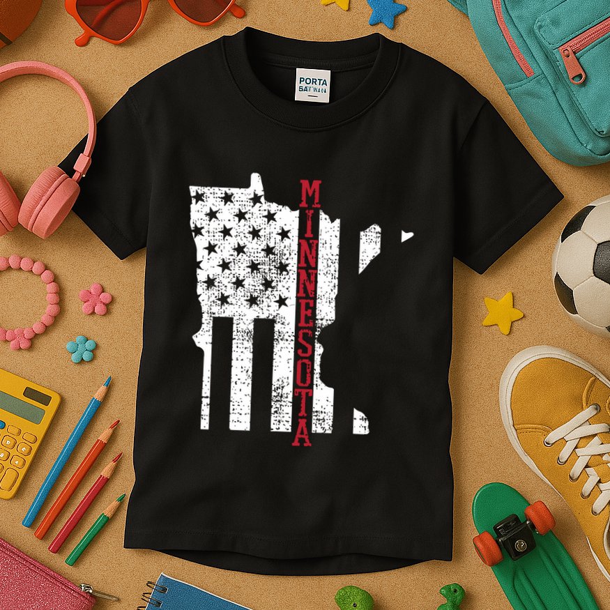 Minnesota Vintage Retro Usa Flag America Merica 4th Of July Kids T-Shirt