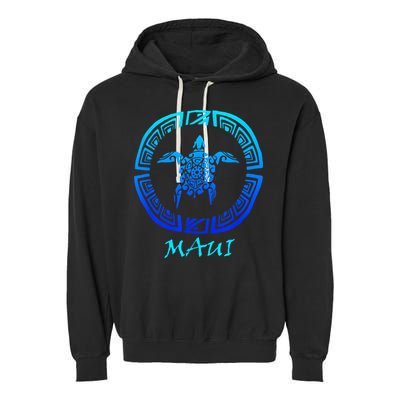 Maui Vintage Retro Tribal Sea Turtle Throwback Garment-Dyed Fleece Hoodie
