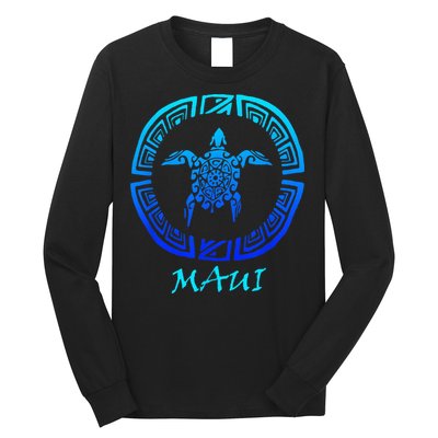 Maui Vintage Retro Tribal Sea Turtle Throwback Long Sleeve Shirt