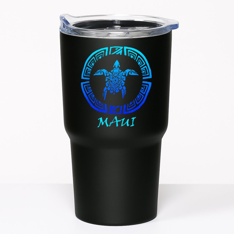 Maui Vintage Retro Tribal Sea Turtle Throwback Tumbler