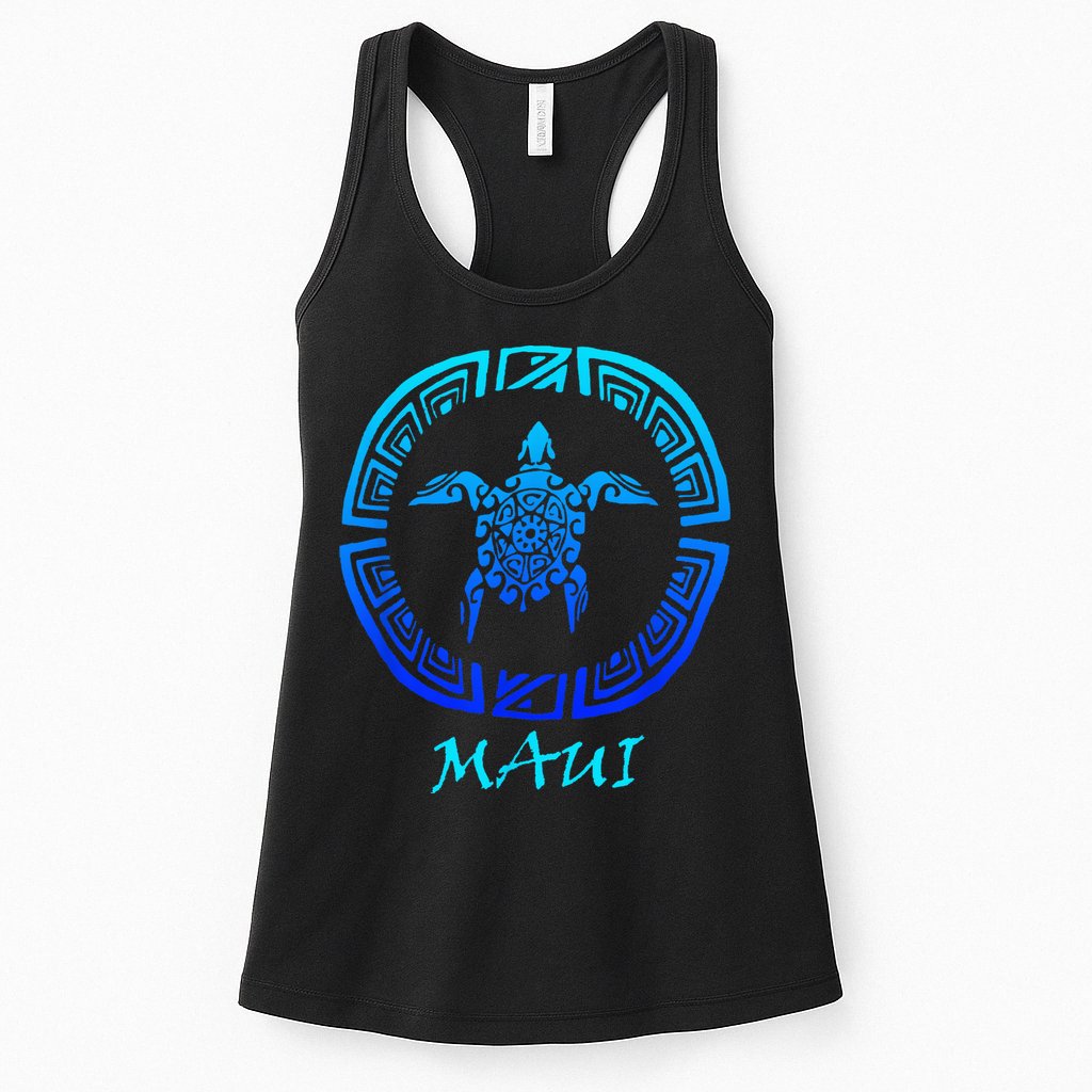 Maui Vintage Retro Tribal Sea Turtle Throwback Womens Tank Top