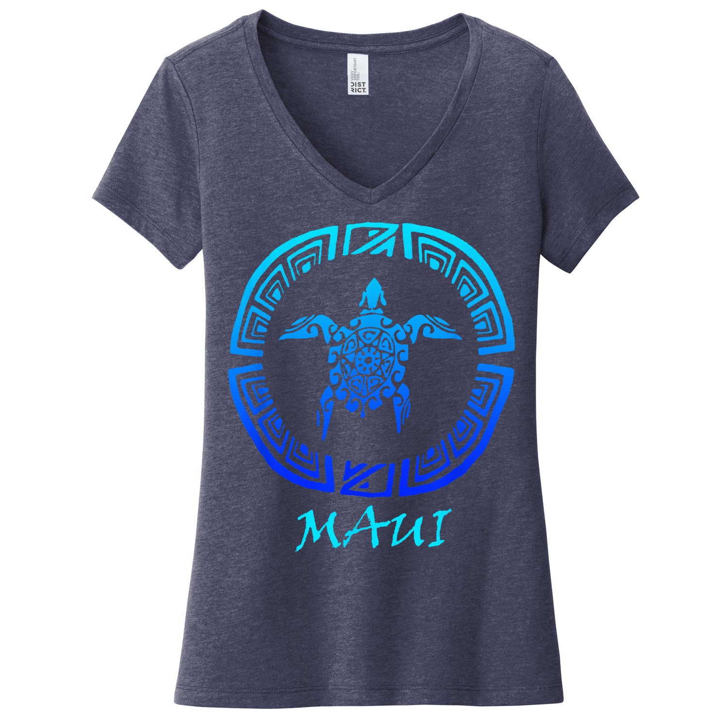 Maui Vintage Retro Tribal Sea Turtle Throwback Women's V-Neck T-Shirt