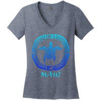 Maui Vintage Retro Tribal Sea Turtle Throwback Women's V-Neck T-Shirt