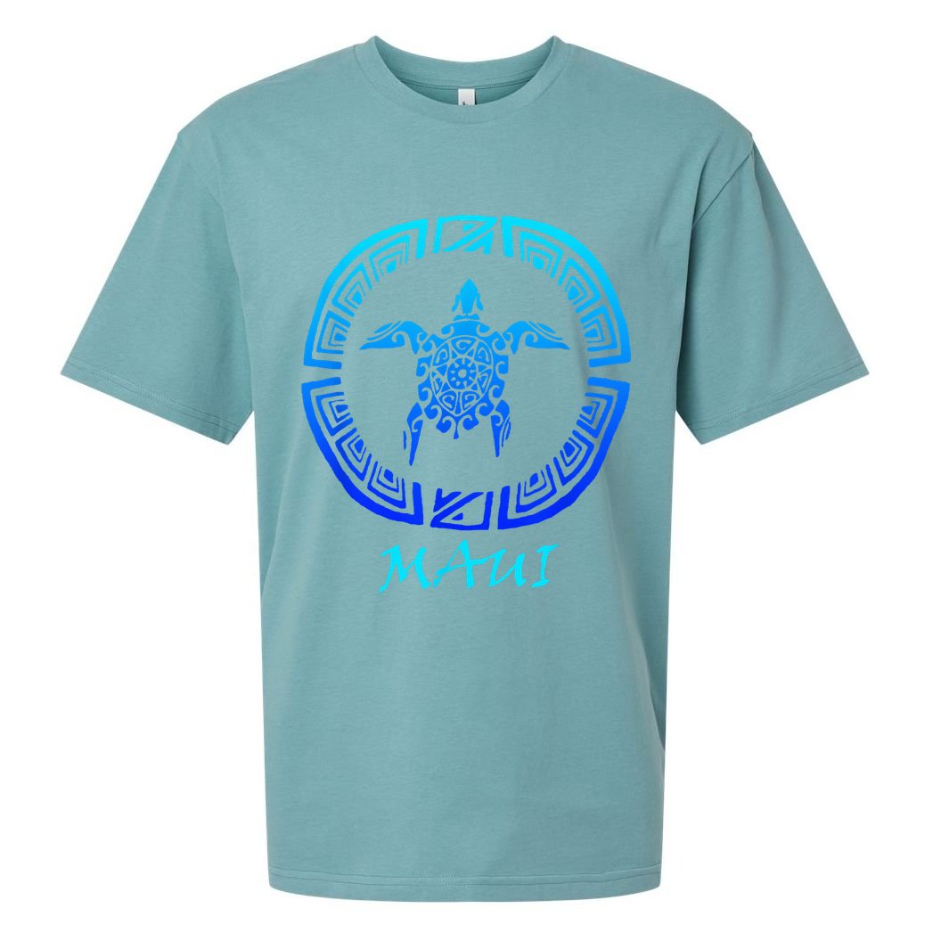 Maui Vintage Retro Tribal Sea Turtle Throwback Sueded Cloud Jersey T-Shirt