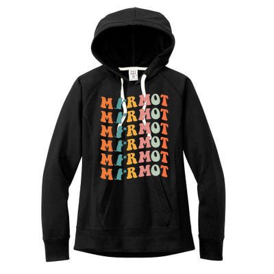 Marmot Vintage Retro Marmot Animals Funny Groundhog Lover Women's Fleece Hoodie