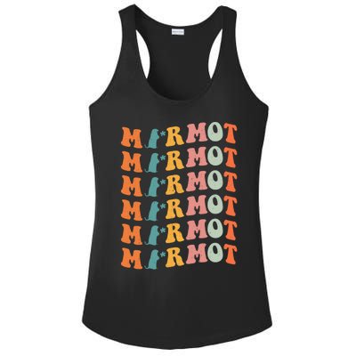 Marmot Vintage Retro Marmot Animals Funny Groundhog Lover Ladies PosiCharge Competitor Racerback Tank