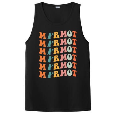 Marmot Vintage Retro Marmot Animals Funny Groundhog Lover PosiCharge Competitor Tank