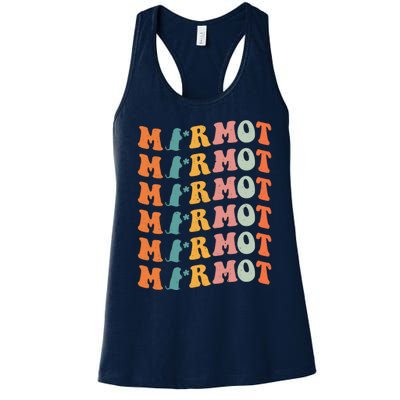 Marmot Vintage Retro Marmot Animals Funny Groundhog Lover Women's Racerback Tank