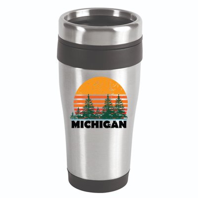 Michigan Vintage Retro Sunset Mi State Gift 16oz Travel Tumbler