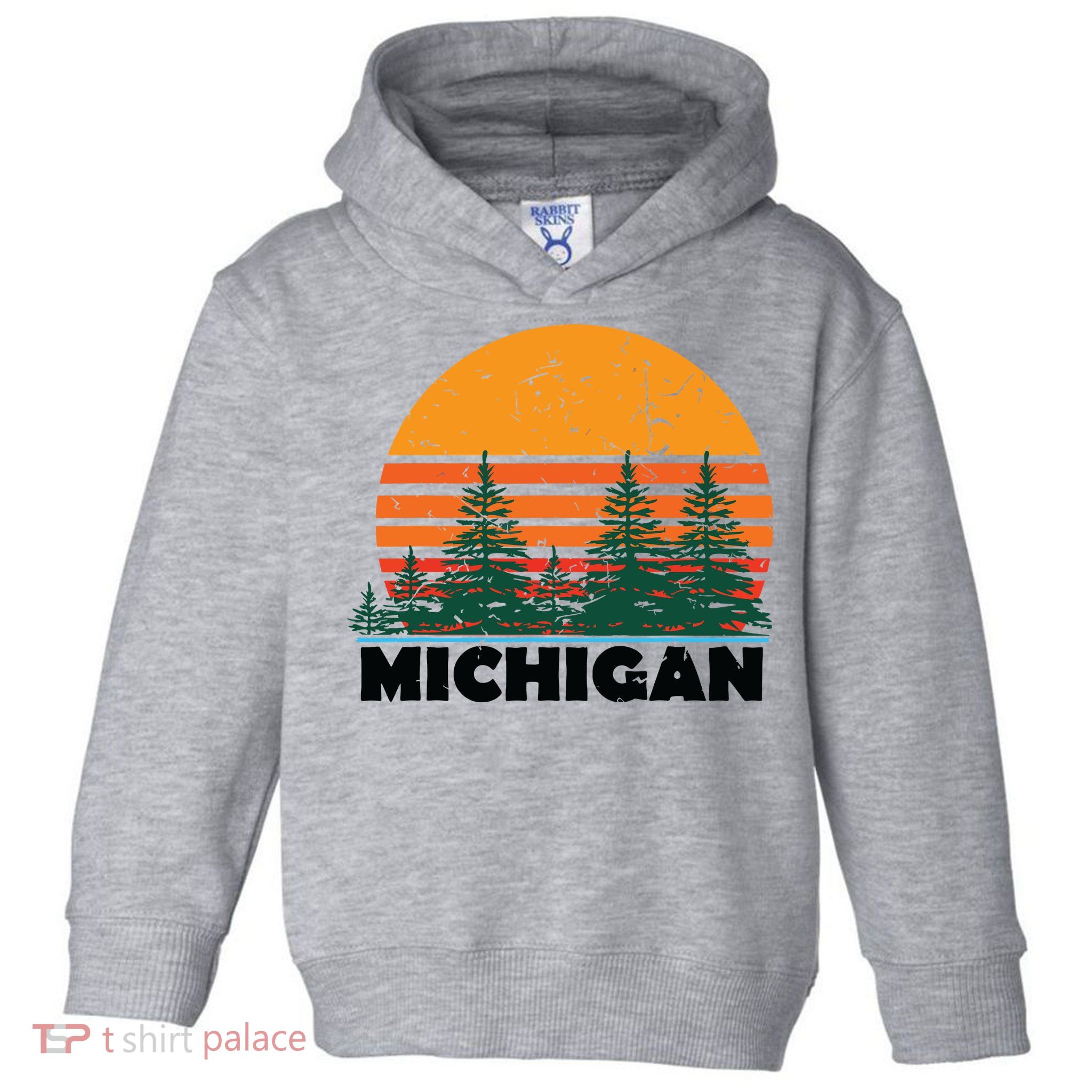 Michigan Vintage Retro Sunset Mi State Gift Toddler Hoodie