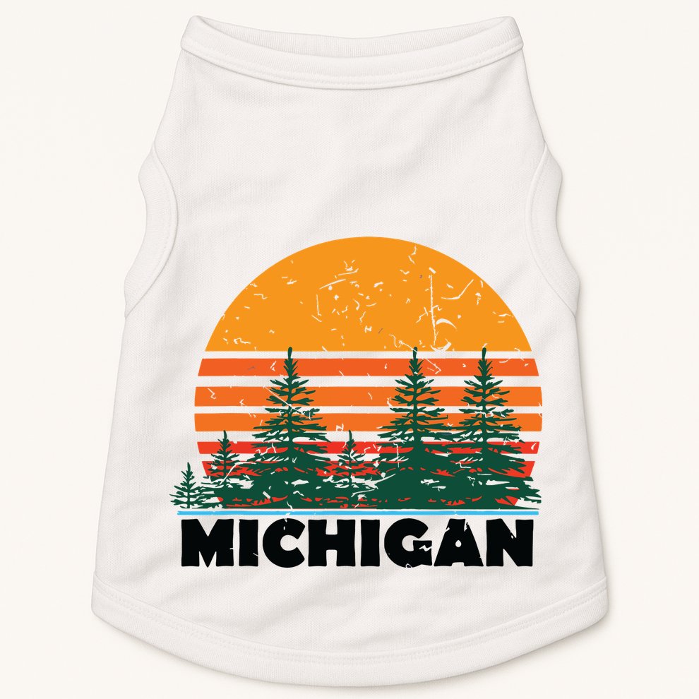 Michigan Vintage Retro Sunset Mi State Gift Doggie Tank