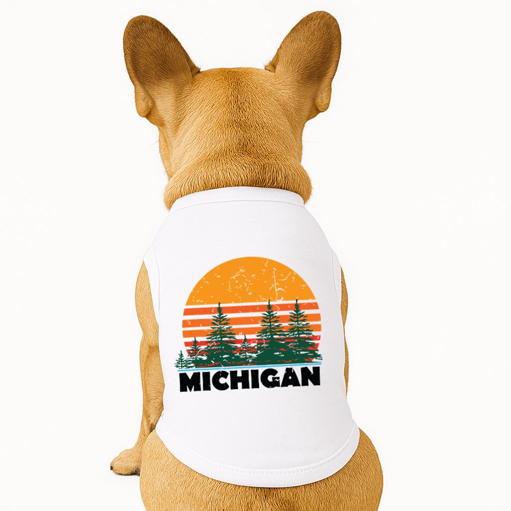 Michigan Vintage Retro Sunset Mi State Gift Doggie Tank
