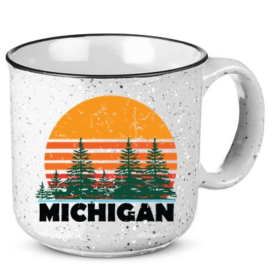 Michigan Vintage Retro Sunset Mi State Gift 15oz Campfire Ceramic Mug