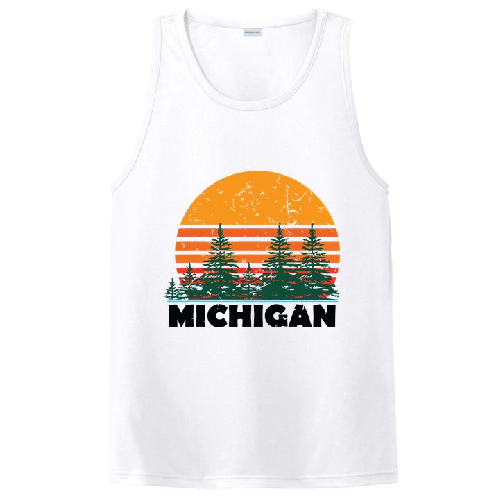 Michigan Vintage Retro Sunset Mi State Gift PosiCharge Competitor Tank