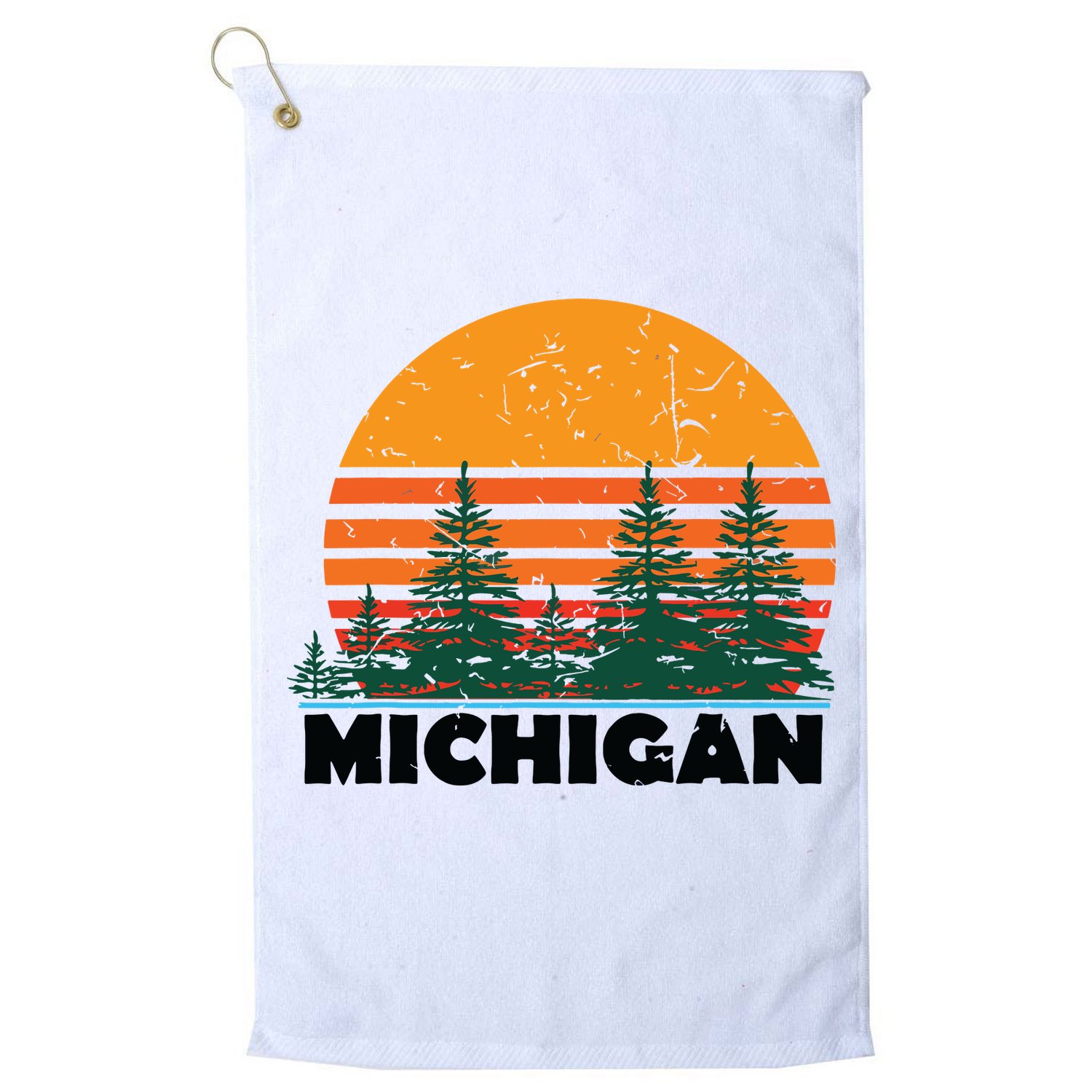 Michigan Vintage Retro Sunset Mi State Gift Golf Towel
