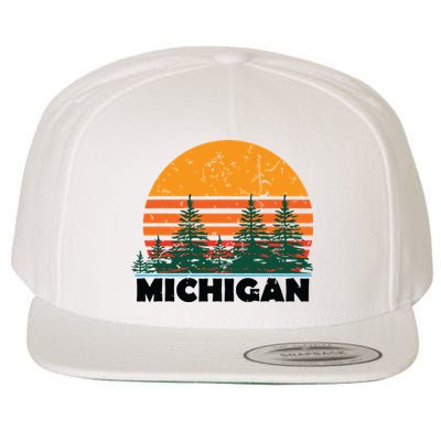 Michigan Vintage Retro Sunset Mi State Gift Wool Snapback Cap