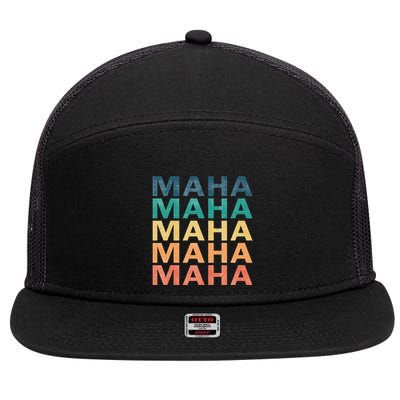 Maha Vintage Retro Maha Name 7 Panel Mesh Trucker Snapback Hat