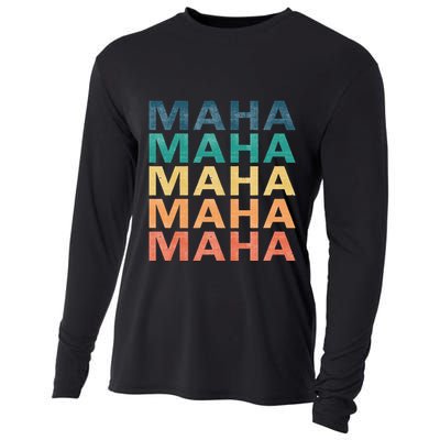 Maha Vintage Retro Maha Name Cooling Performance Long Sleeve Crew