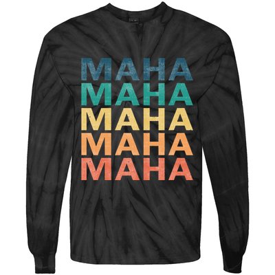 Maha Vintage Retro Maha Name Tie-Dye Long Sleeve Shirt