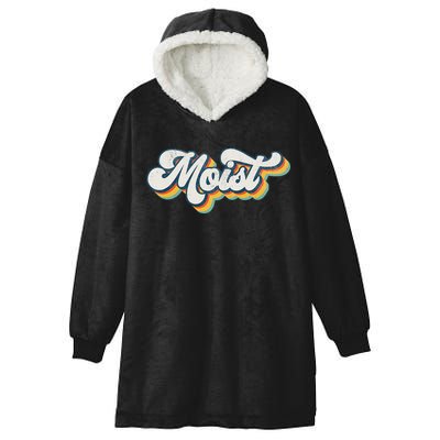 Moist Vintage Retro 80s Funny Sarcastic Moist Hooded Wearable Blanket