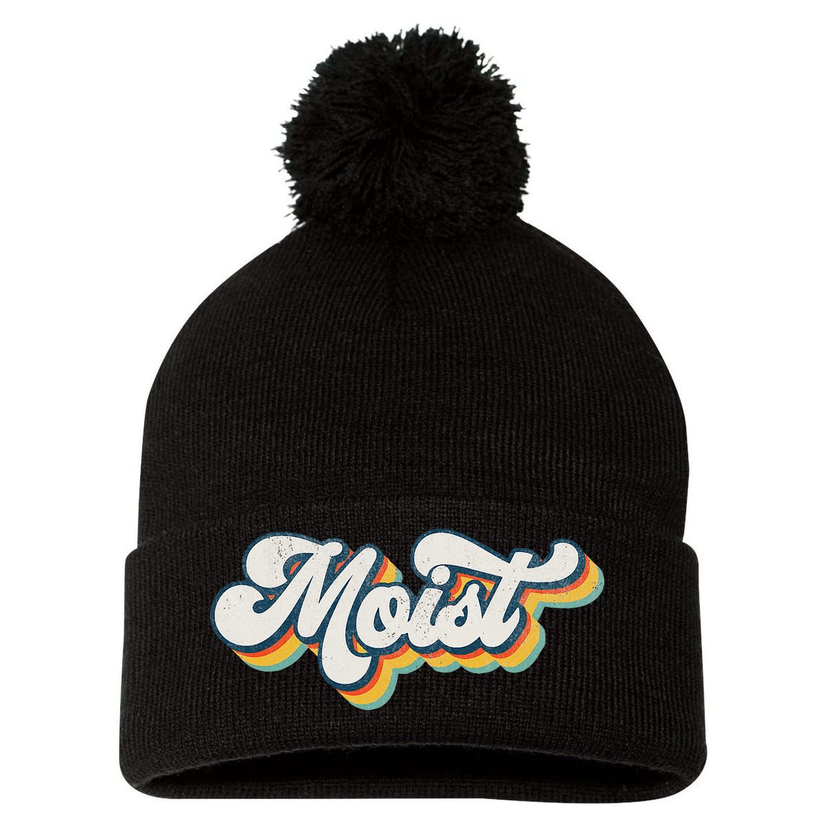 Moist Vintage Retro 80s Funny Sarcastic Moist Pom Pom 12in Knit Beanie