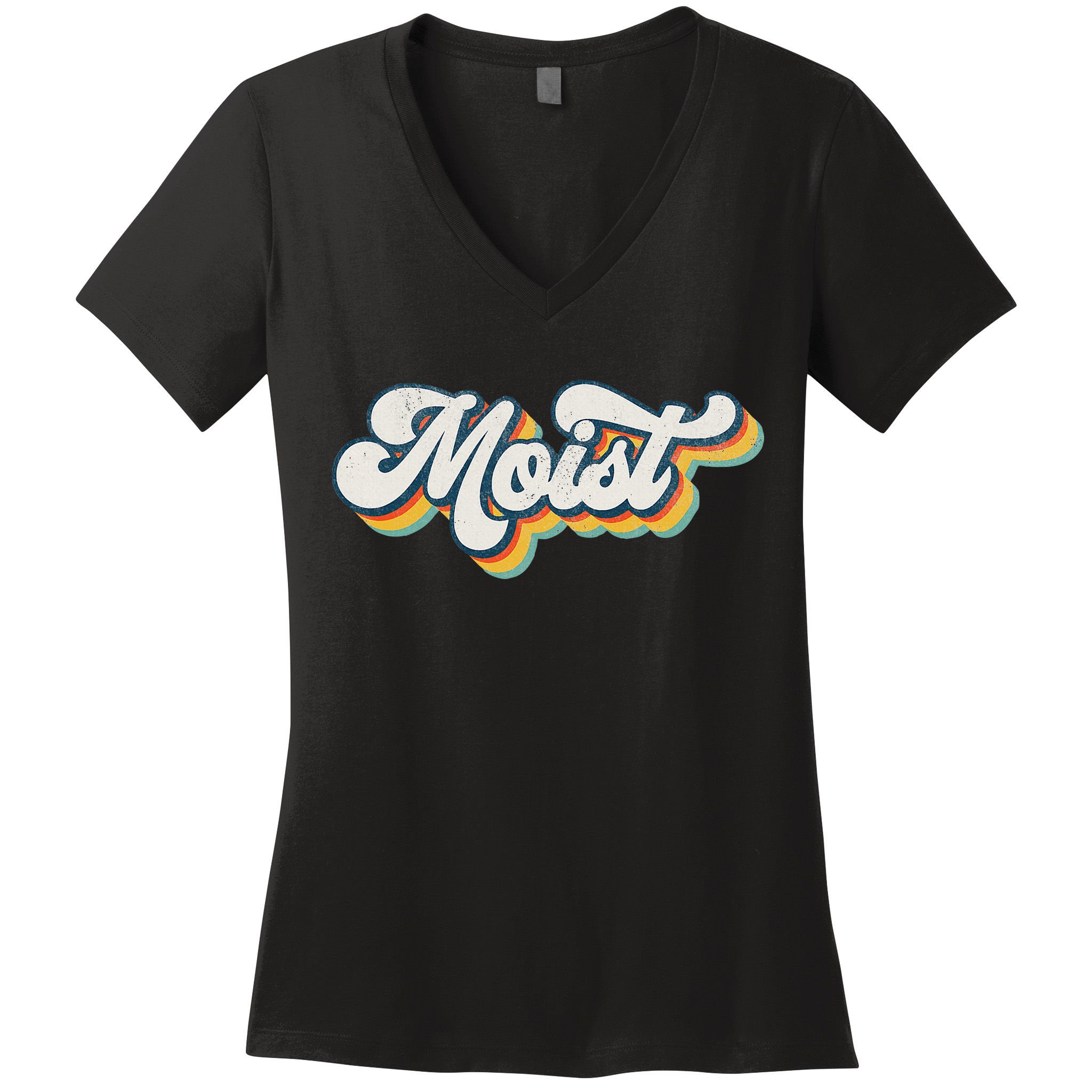 Moist Vintage Retro 80s Funny Sarcastic Moist Women's V-Neck T-Shirt