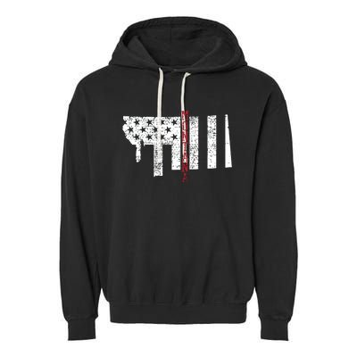 Montana Vintage Retro Usa Flag America Merica 4th Of July Garment-Dyed Fleece Hoodie