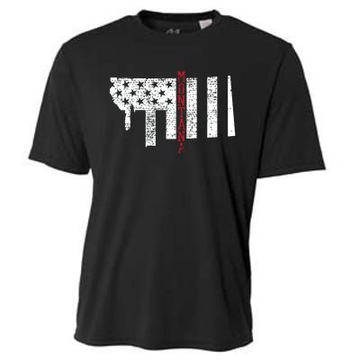 Montana Vintage Retro Usa Flag America Merica 4th Of July Cooling Performance Crew T-Shirt