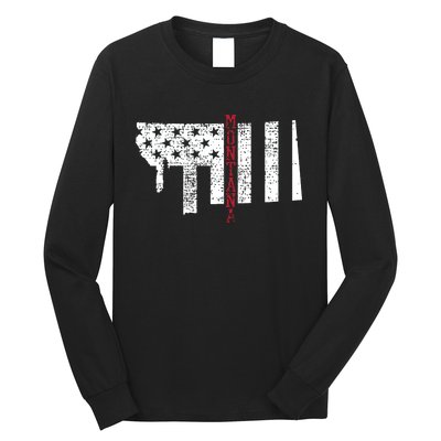 Montana Vintage Retro Usa Flag America Merica 4th Of July Long Sleeve Shirt