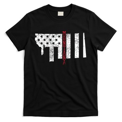 Montana Vintage Retro Usa Flag America Merica 4th Of July T-Shirt