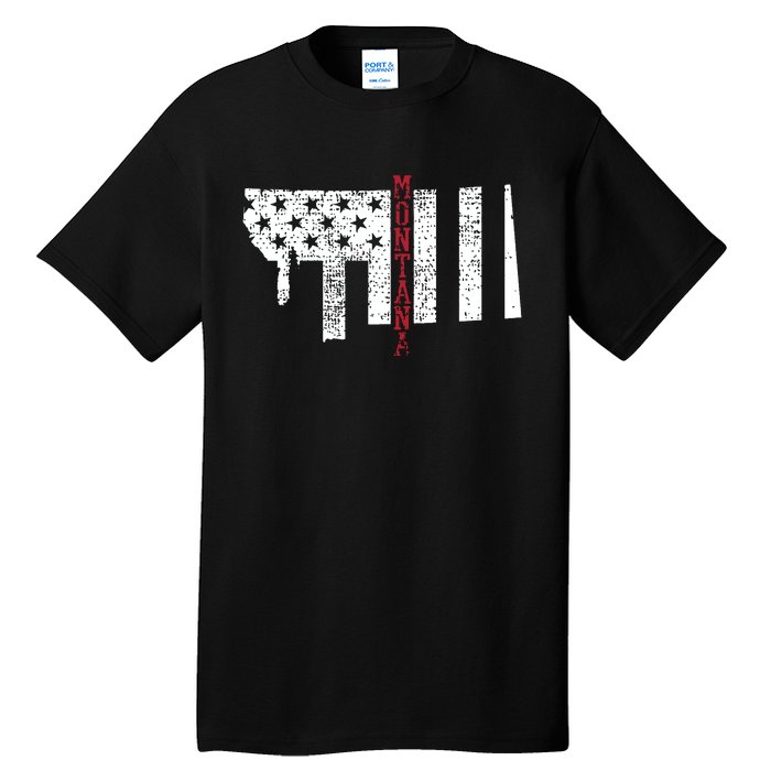 Montana Vintage Retro Usa Flag America Merica 4th Of July Tall T-Shirt