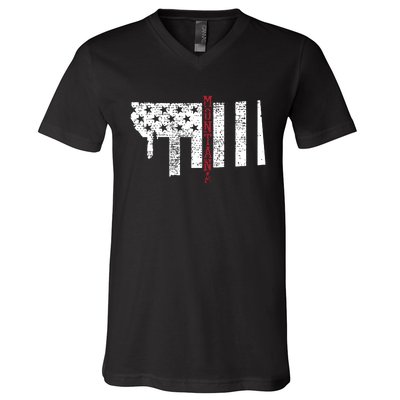 Montana Vintage Retro Usa Flag America Merica 4th Of July V-Neck T-Shirt