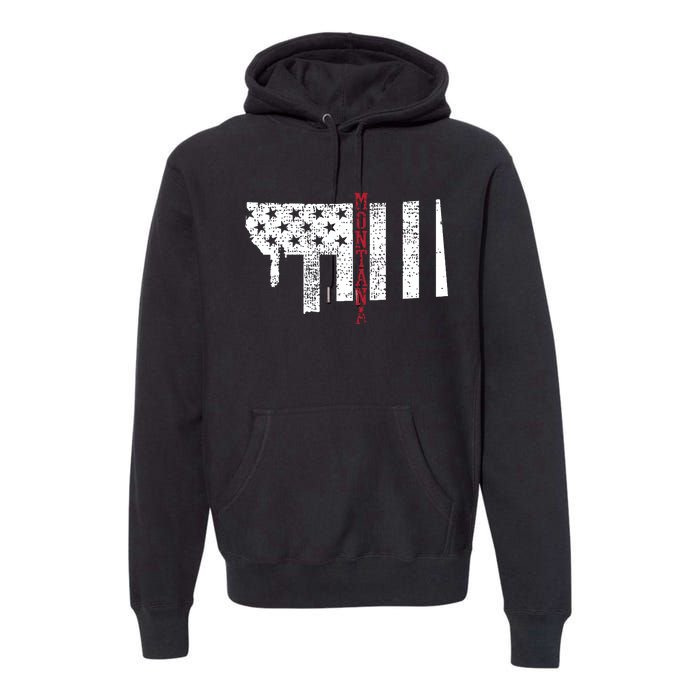 Montana Vintage Retro Usa Flag America Merica 4th Of July Premium Hoodie