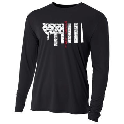 Montana Vintage Retro Usa Flag America Merica 4th Of July Cooling Performance Long Sleeve Crew