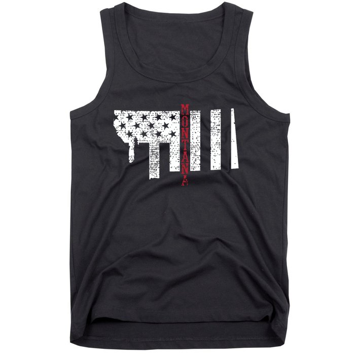 Montana Vintage Retro Usa Flag America Merica 4th Of July Tank Top