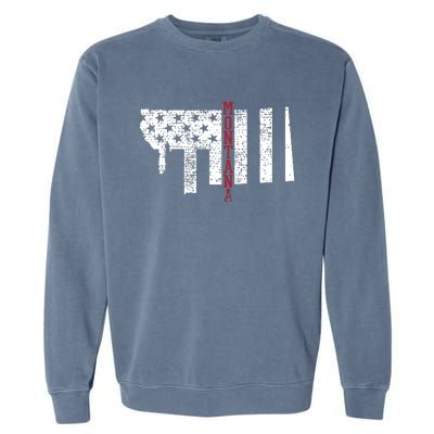 Montana Vintage Retro Usa Flag America Merica 4th Of July Garment-Dyed Sweatshirt